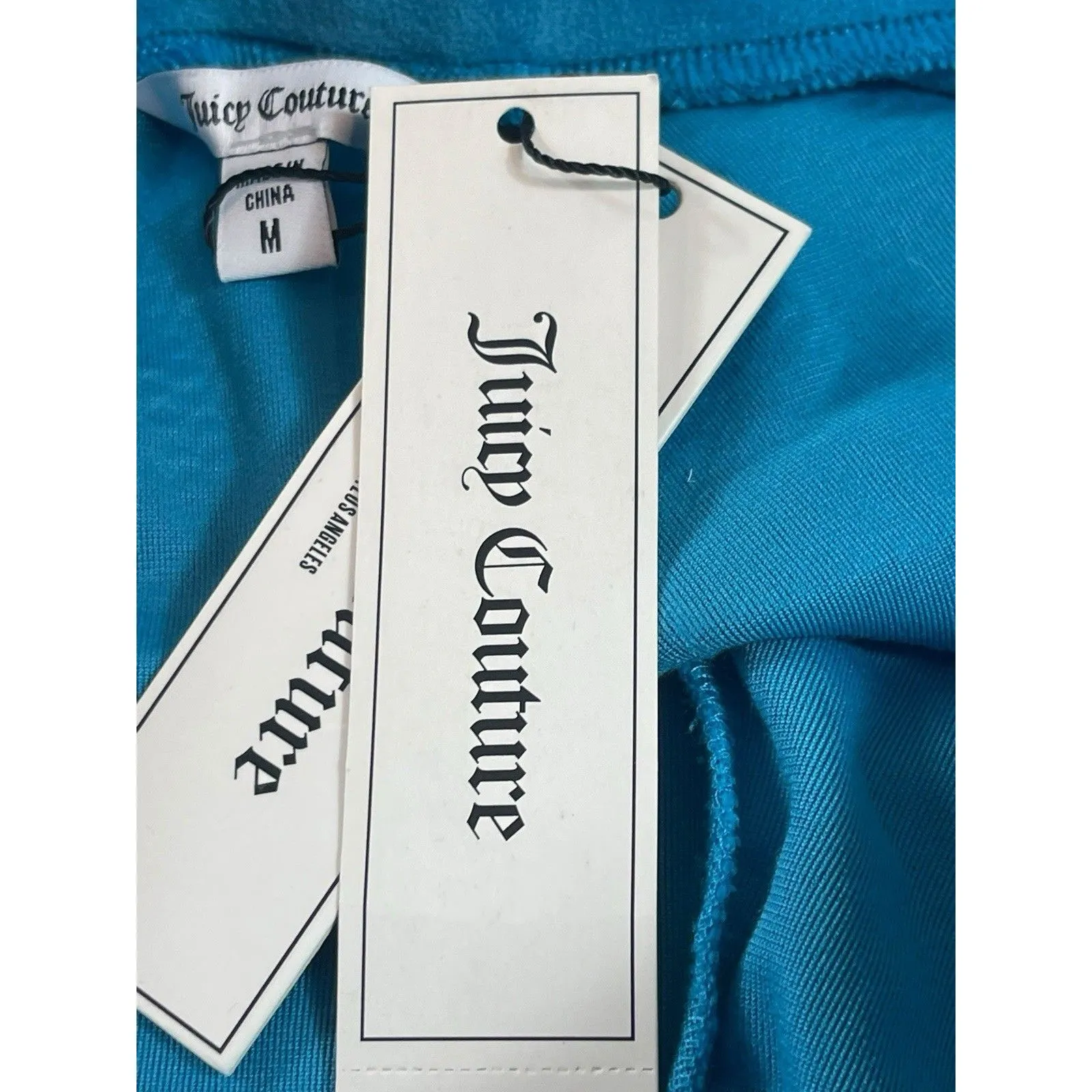 Juicy Couture Turquoise Velour Jogger Sweatpants “Juicy” Rhinestone Back NWT M - Image 7