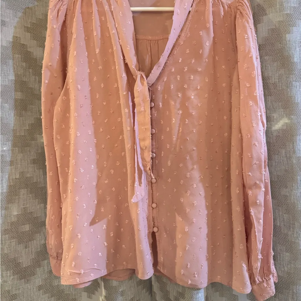 Pink Boxy Button Down Blouse with Mandarin Collar - Image 3