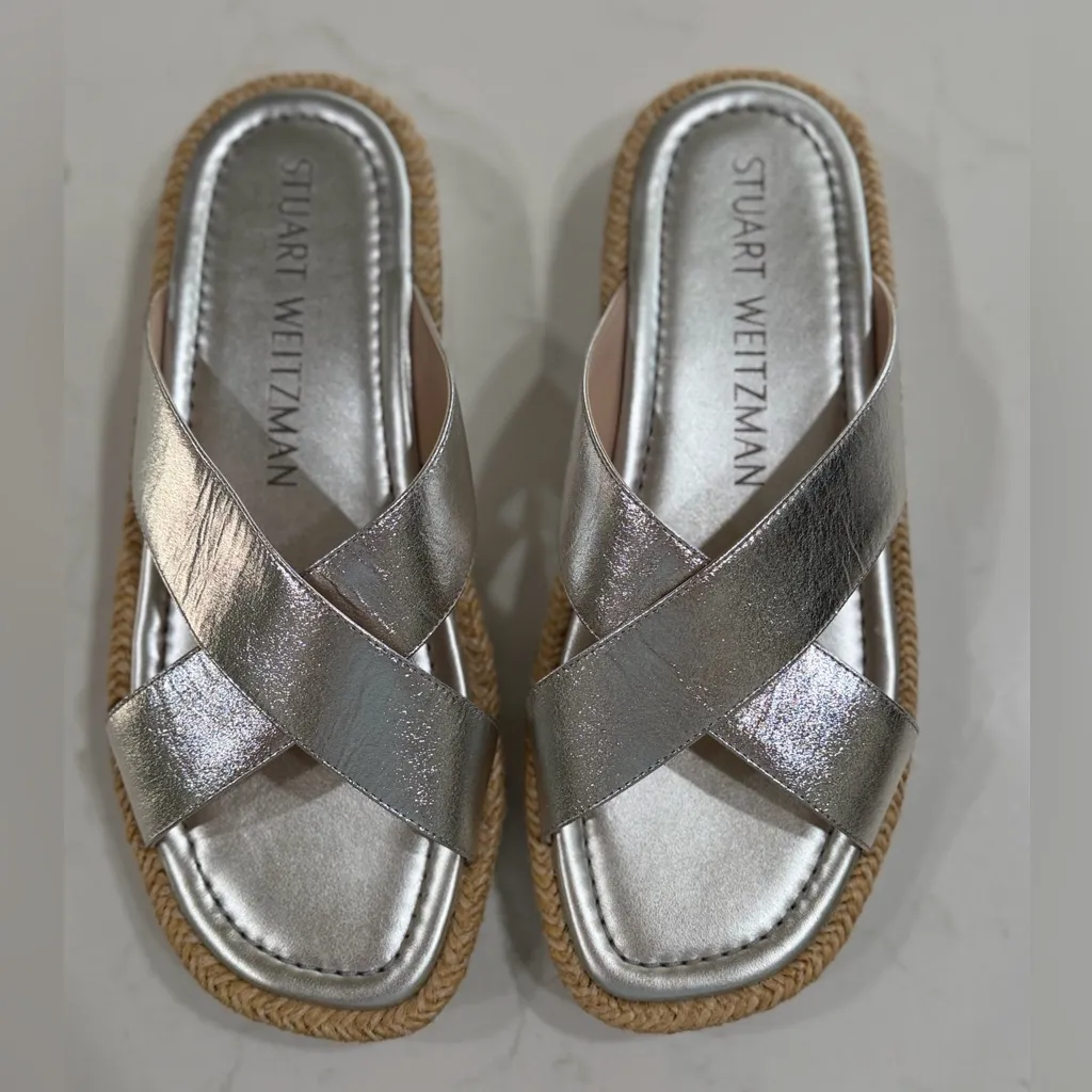 Stuart Weitzman  Metallic Silver Sandals - Image 2