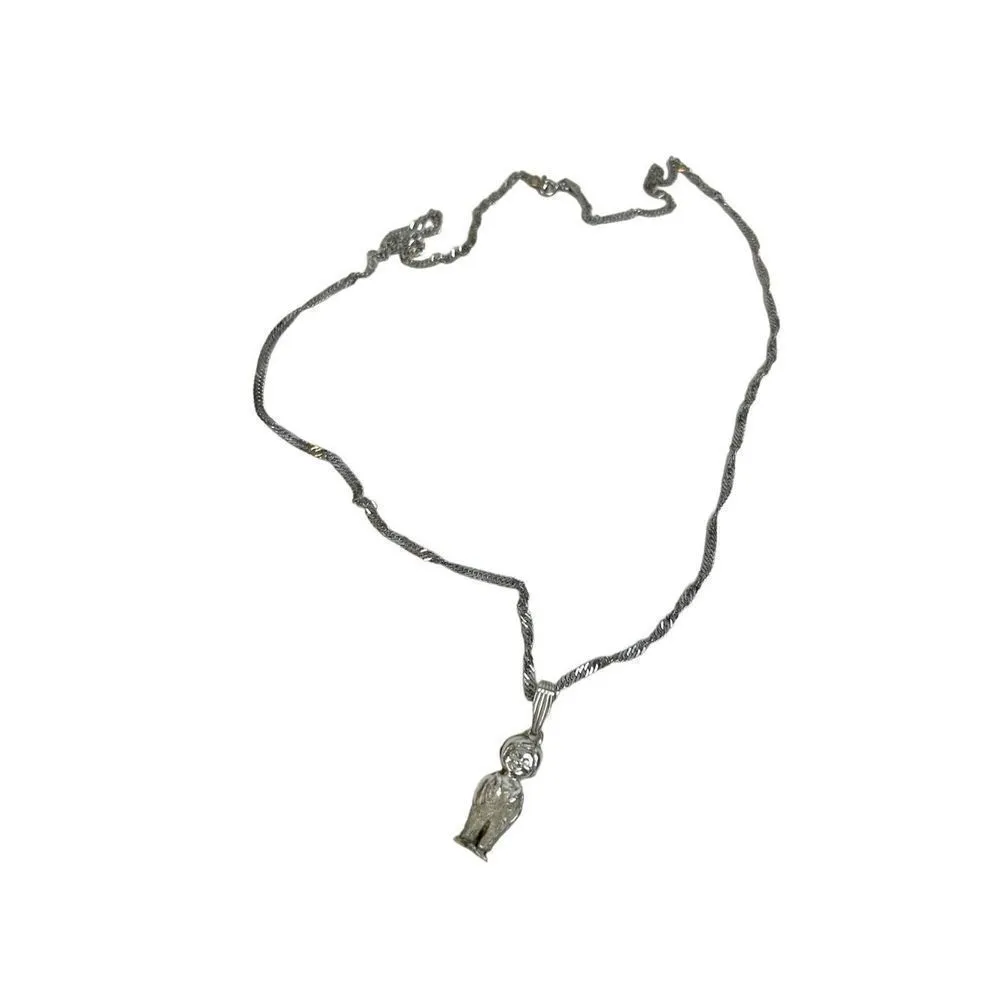 Boy charm necklace pendant 925 marking boy with overalls Silver - Image 12