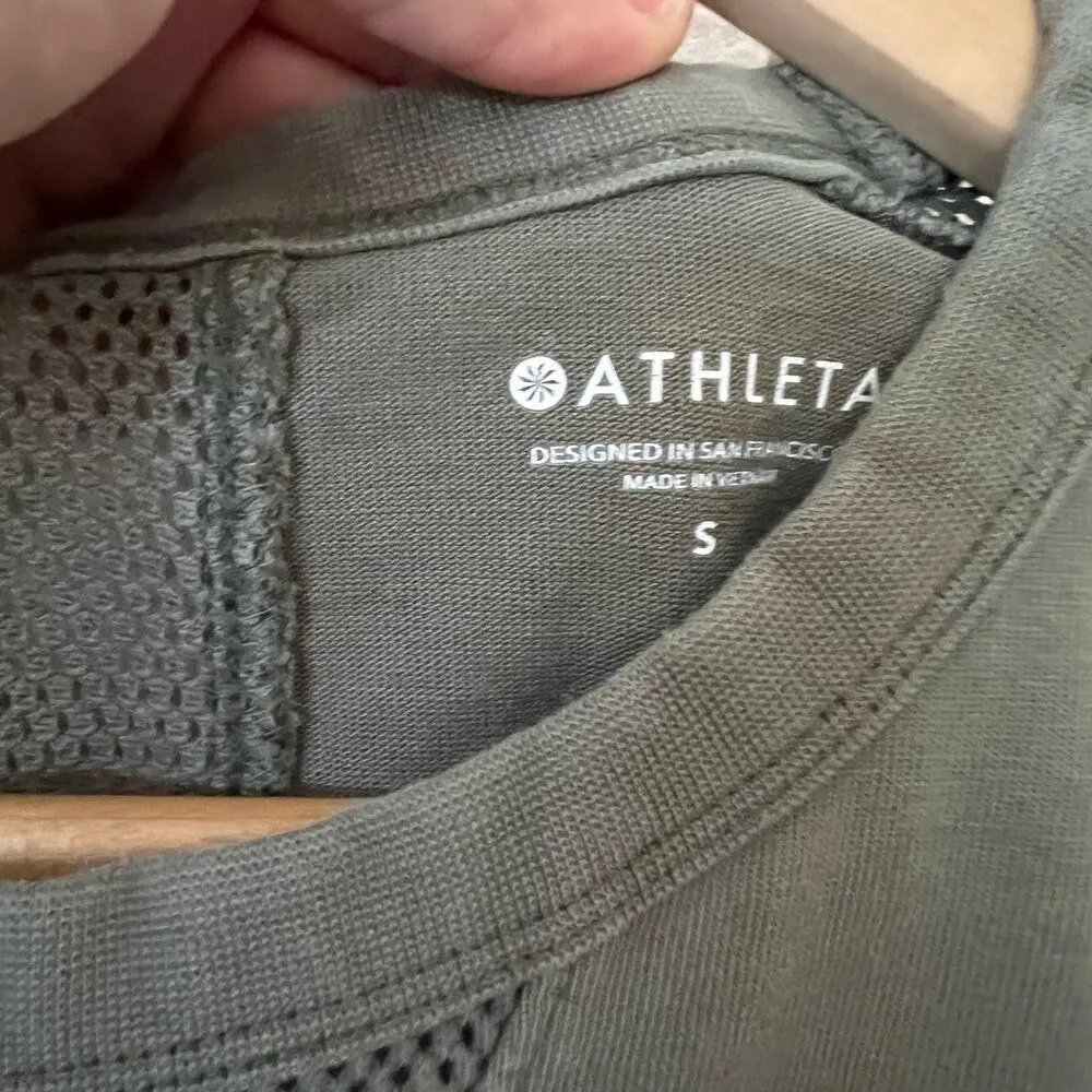 Athleta Olive Green Cruise Mesh Pullover Sweatshirt Size S - Image 5