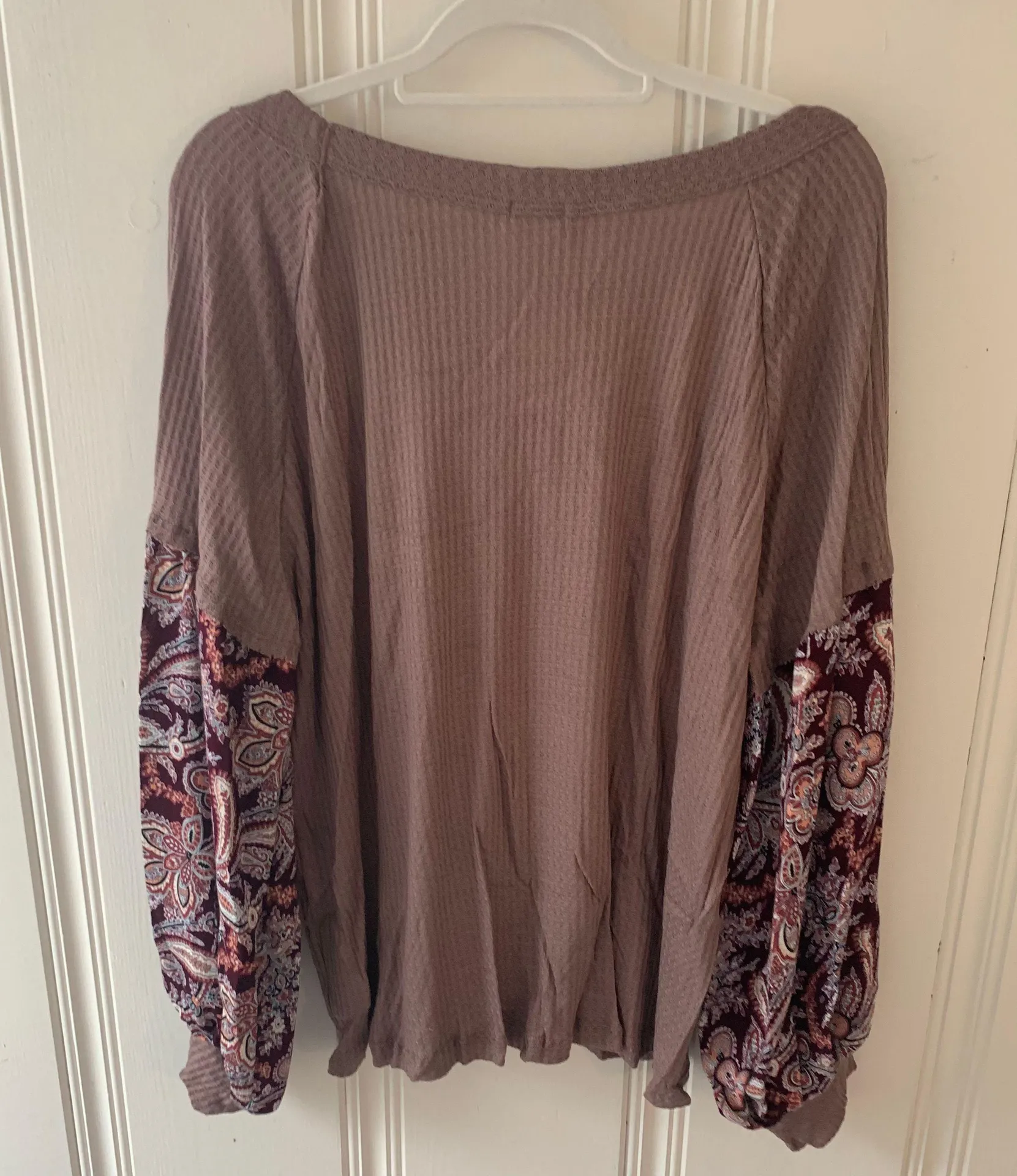 Baea Boho Thermal Blouson Mocha Brown Sleeve Shirt Size XL - Image 5