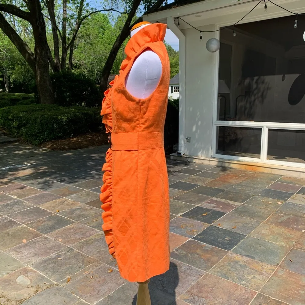 Milly of New York Orange Textured Ruffle Dress 6 - Image 8