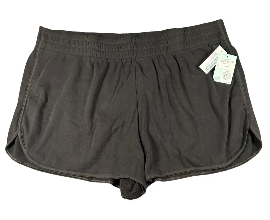 DSG Womens 3X Pure Black High Rise Fleece Shorts Pull On Dolphin Hem NWT - Image 1