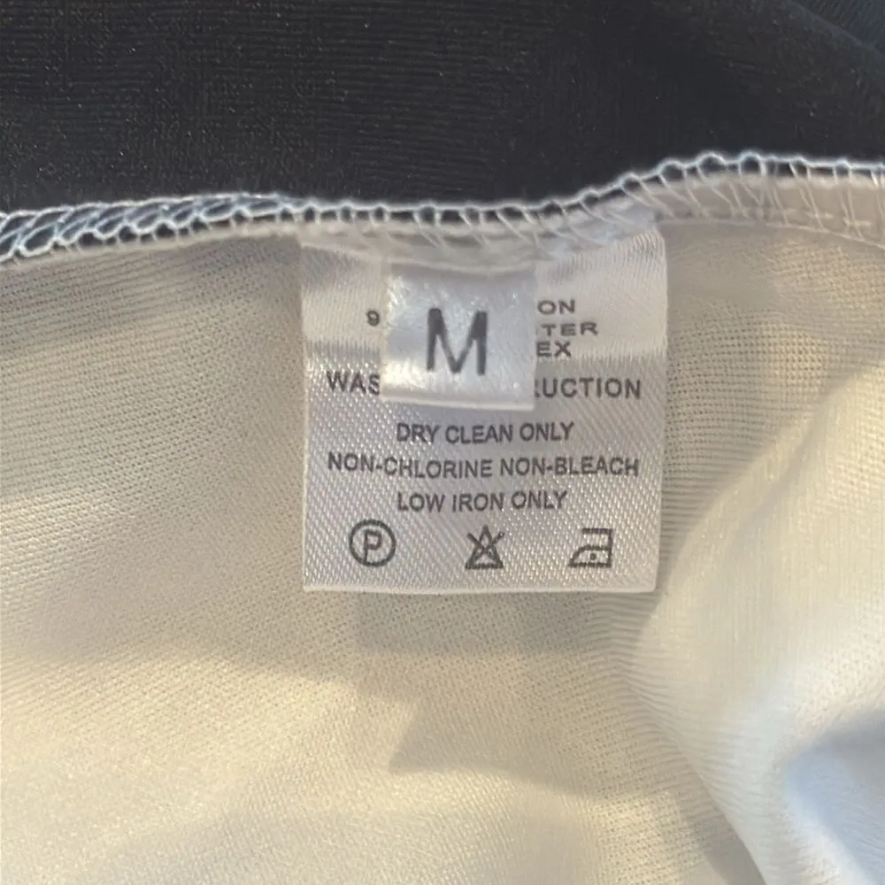 Womens Black & White Asymmetrical Ruffled Front Midi Dress 3/4 Sleeve Size M NEW Size M - Image 11