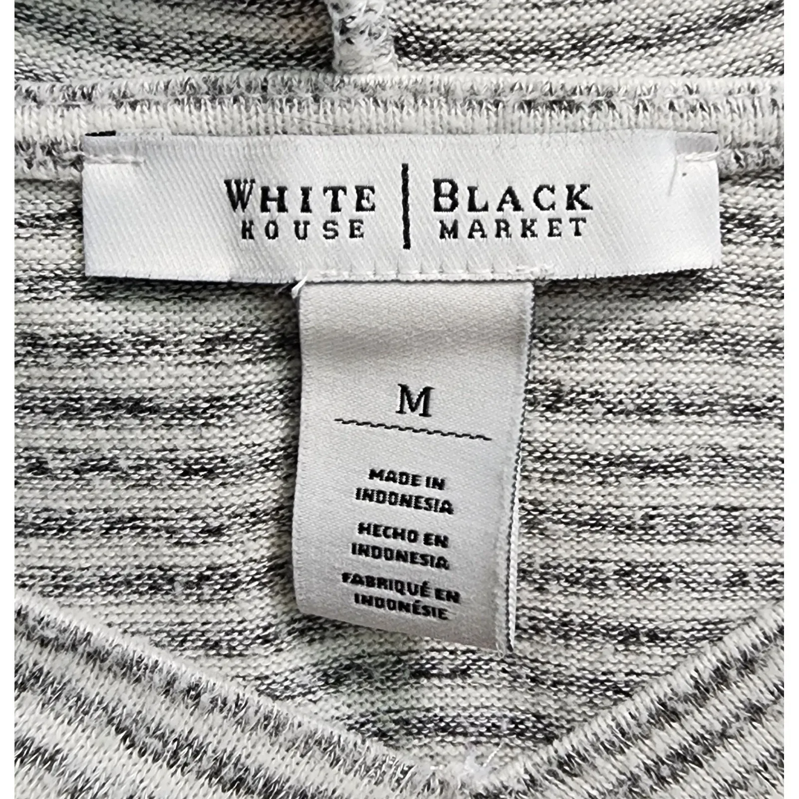 White House Black‎ Market Hoodie V-Neck Long Sleeve Striped Pullover Medium - Image 4
