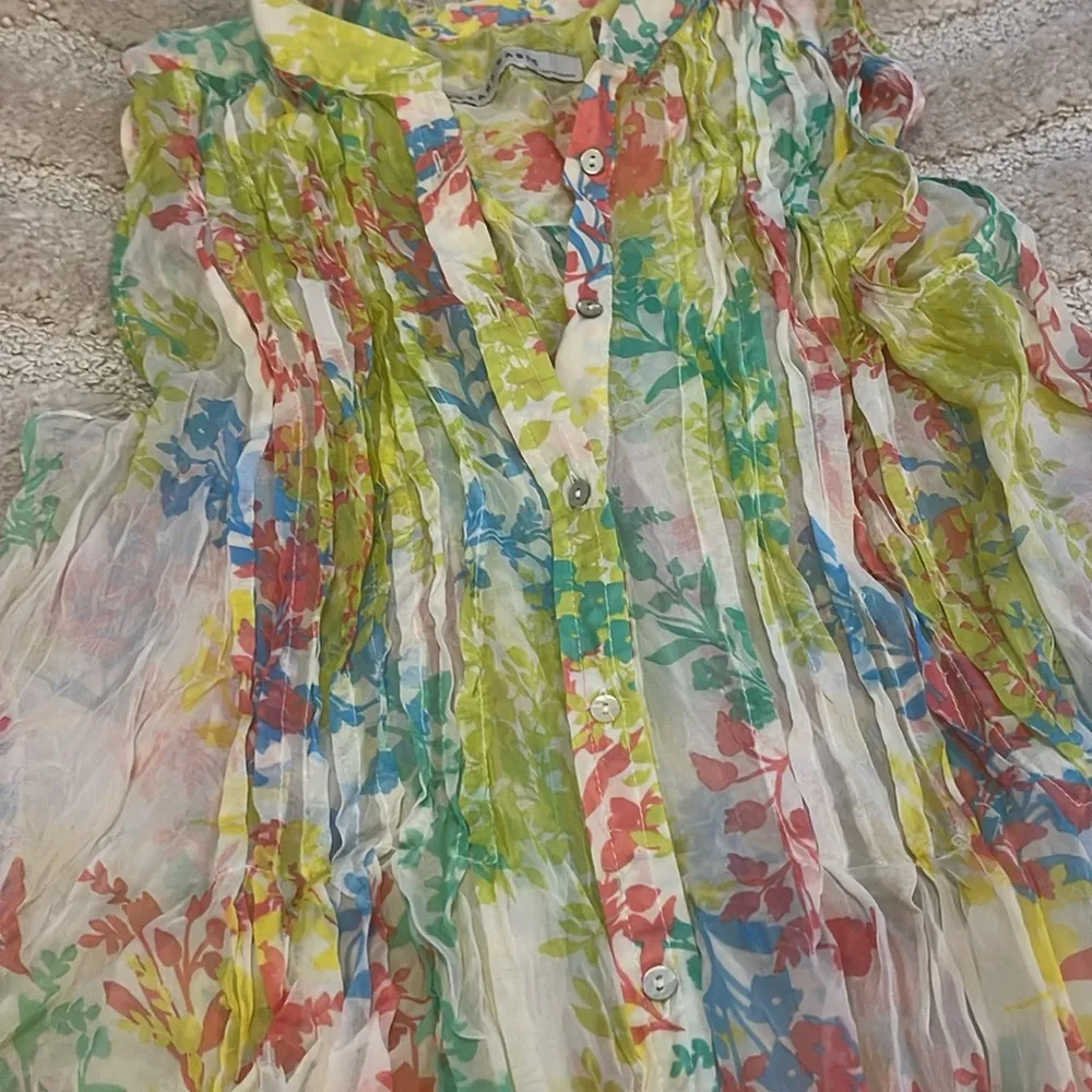 Zara xl floral cinched tunic tank button down lightweight - Image 3