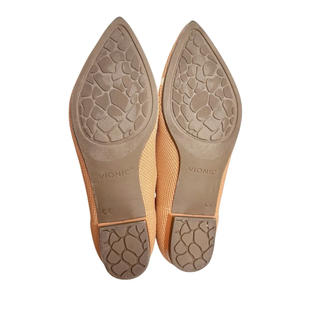 VIONIC DAHLIA TAN CREAM FABRIC BALLET FLATS SZ 7 - Image 5