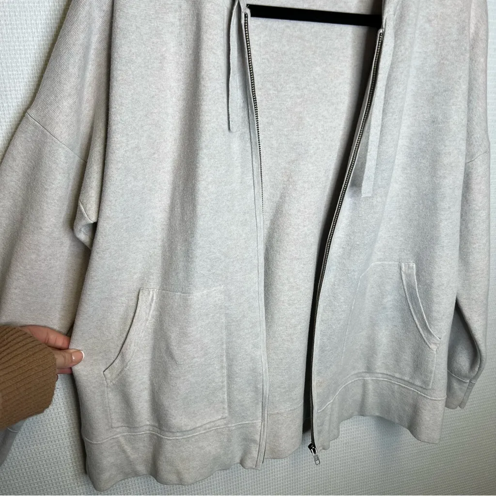 Madewell | Large Cream Full Zip-Up Hoodie Sweater‎ Grey - Image 3