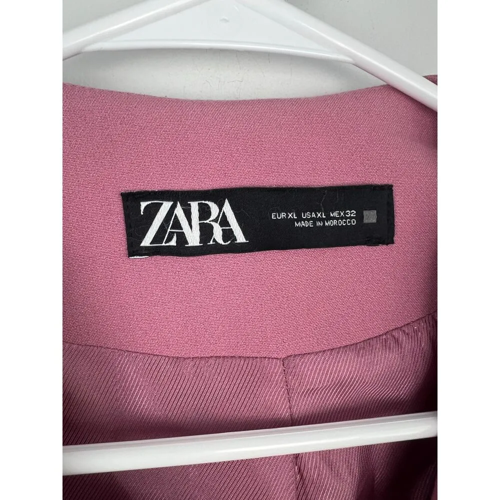 Zara Pink Double Breasted Blazer Coat XL Career Professional Girly Barbie Glam - Image 5