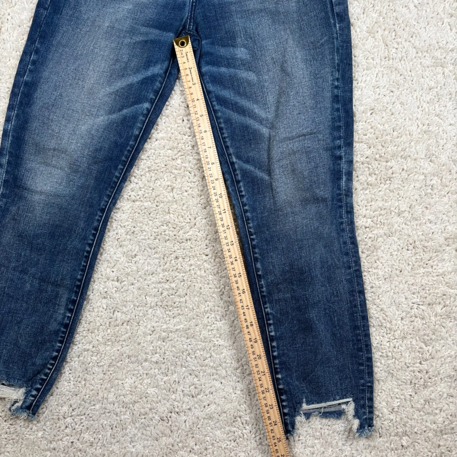 American Eagle Outfitters Women's High Waisted Skinny Jeans Dark Distressed 14 - Image 4