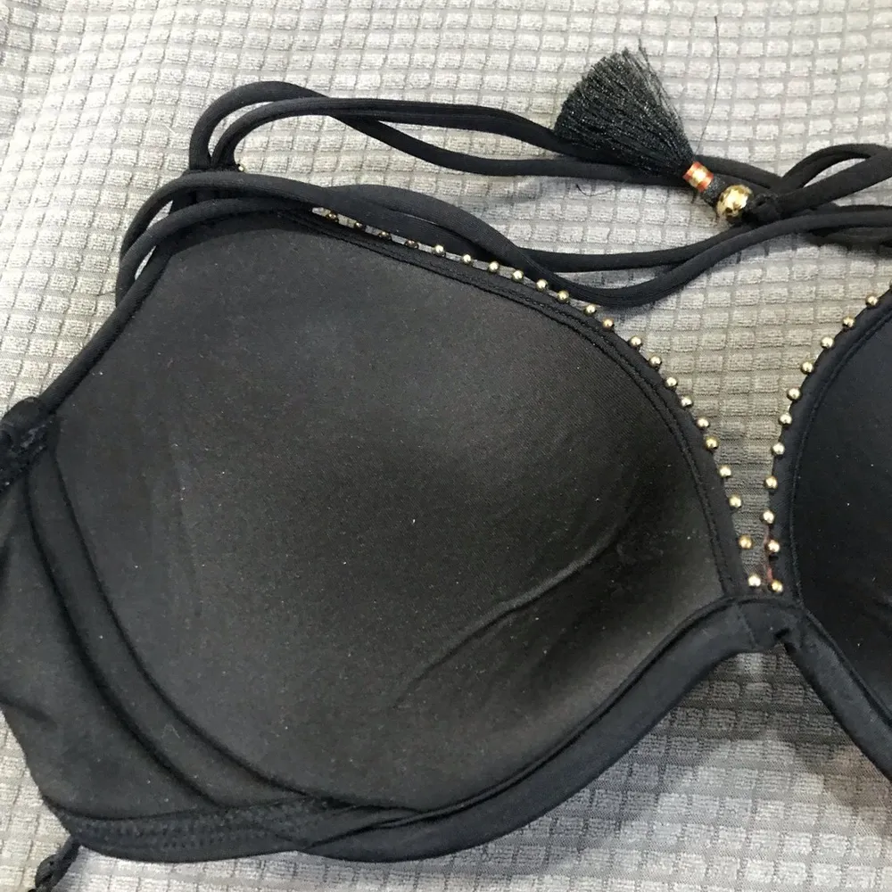 Victoria’s Secret Swim The Gorgeous Push Up bikini top boho black tassel sexy - Image 7