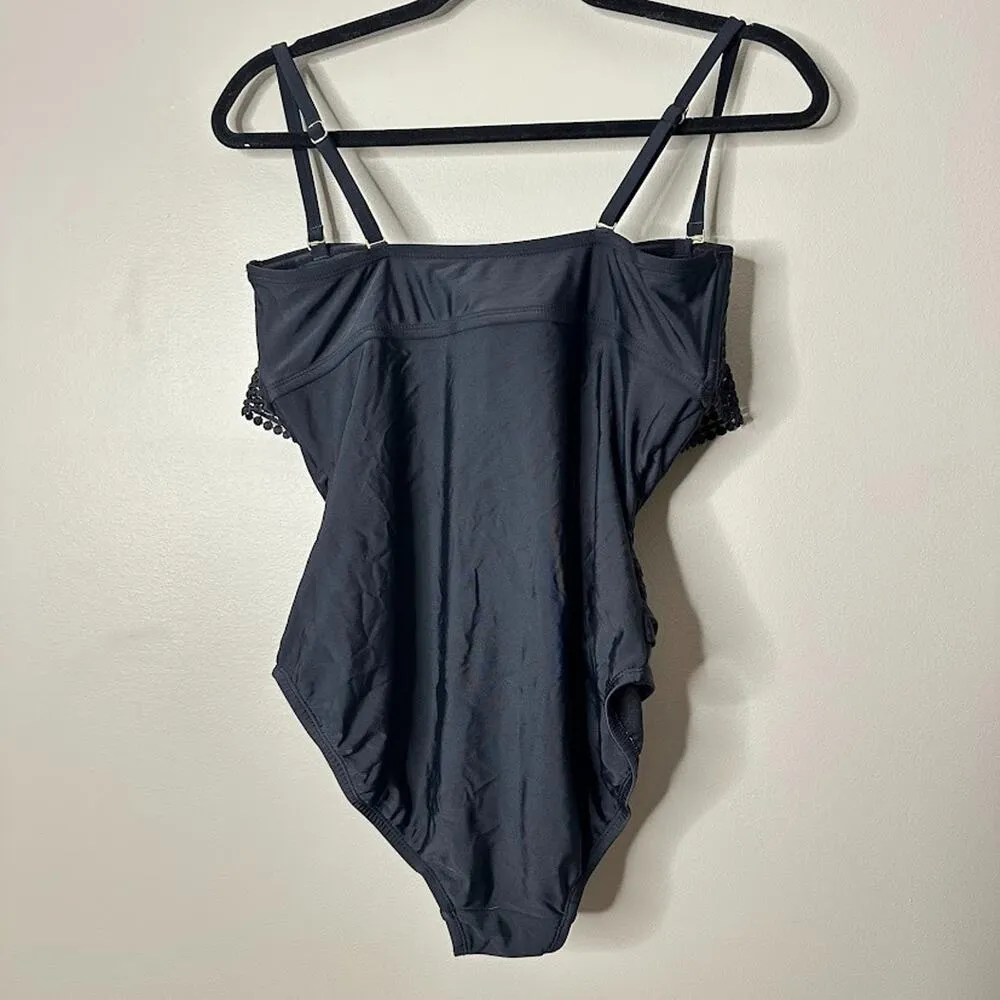 Kona Sol One Piece Womens M Swimsuit Swim Beach Resort Cruise Black Padded - Image 4