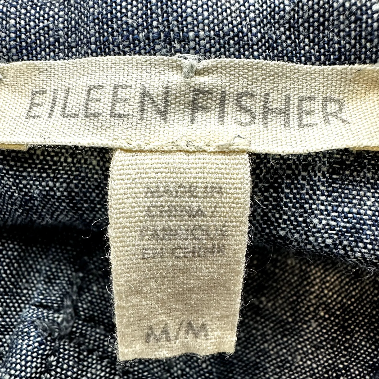 Eileen Fisher Hemp Shirt Dress Chambray Button Mandarin Collar Pocket Blue M - Image 3