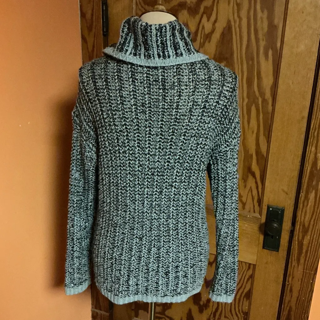 Tribal Grey Chunky Turtleneck Sweater Gray Size M - Image 6