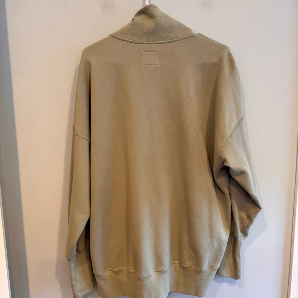 Abercrombie Soft A&F Essential Half-Zip Sweatshirt Light Green Size L - Image 4