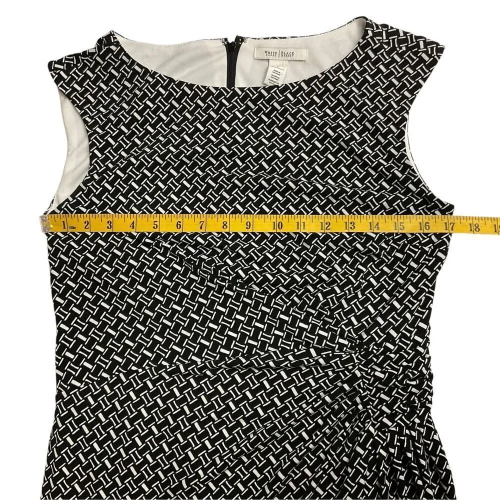 White House Black Market Women's Geometric Shirred Waist Sheath Dress Formal SzL - Image 8