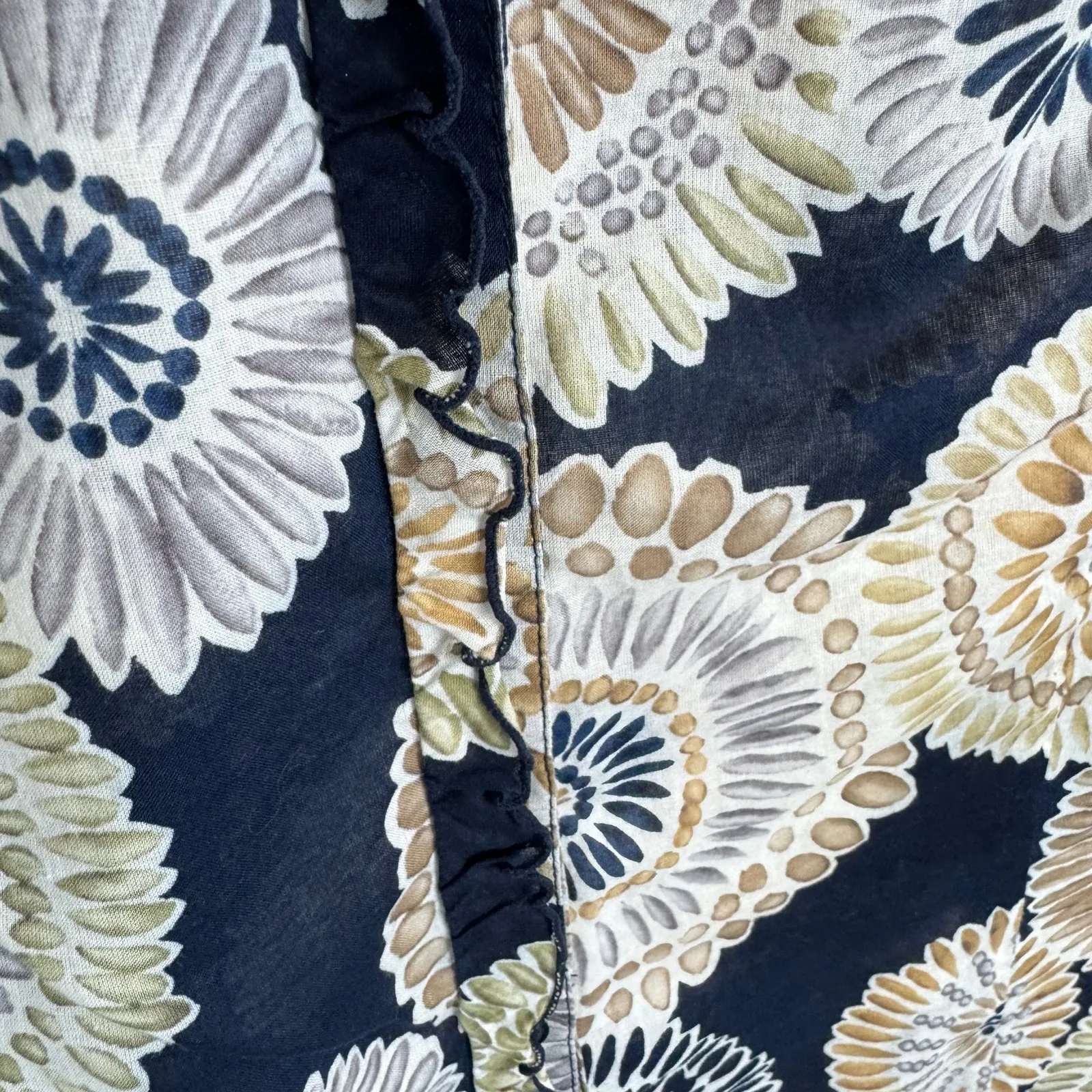 Talbots Vintage 100% Cotton Circle Pattern 3/4 Sleeve Collared Button Up Size LP - Image 4