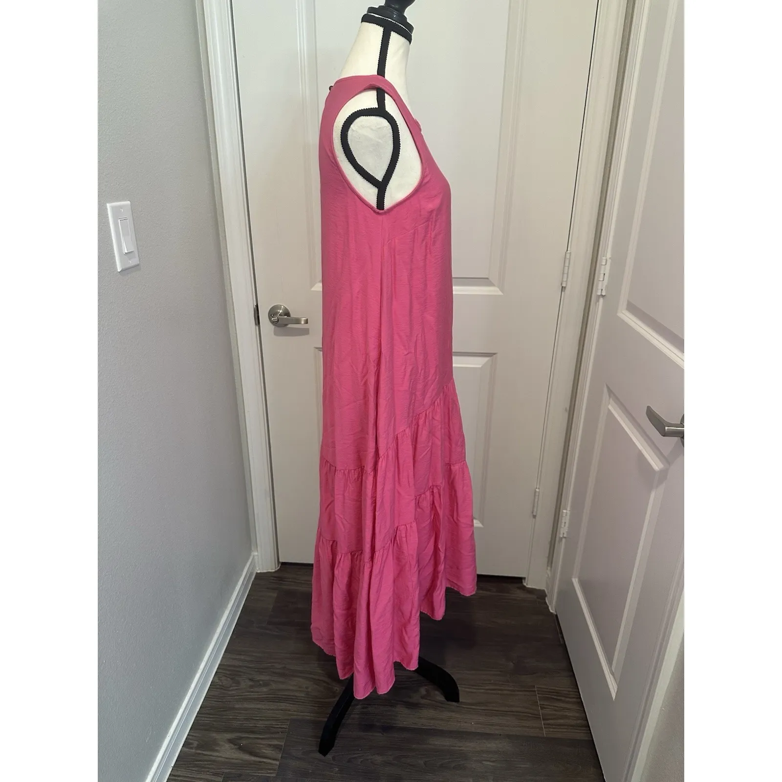 Maeve Anthropologie Marlene Tiered Drop‎ Waist Maxi Dress Pink XS NWT Sleeveless - Image 2