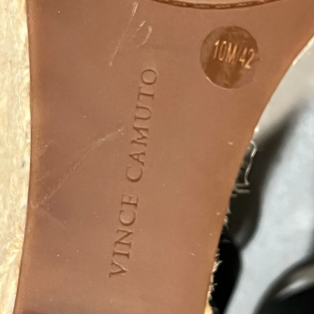 NEW Vince Camuto Black Leather Leera Espadrille Wedge Sandals Shoes size 10 - Image 12