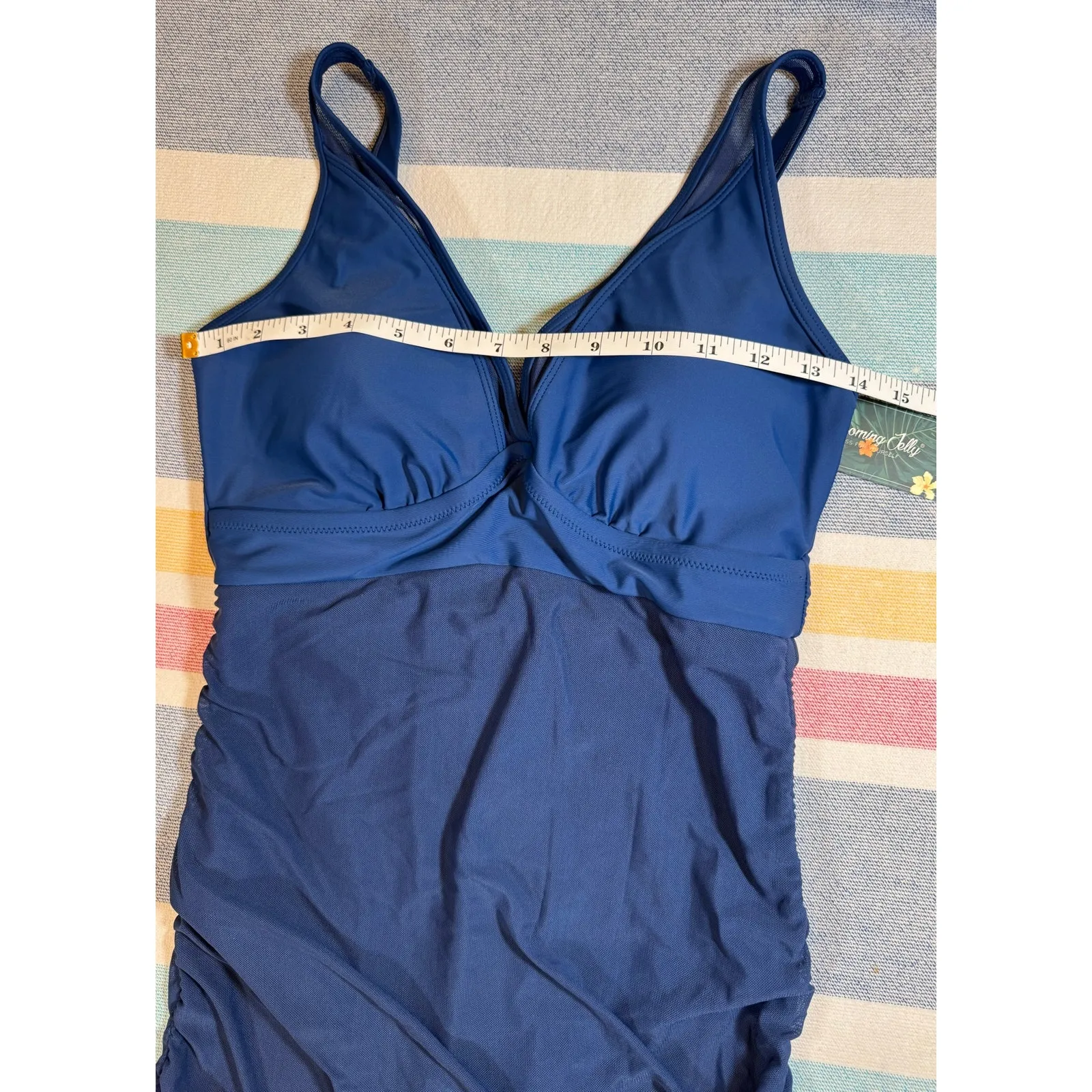Blooming Jelly Swimdress Sz M NWT Navy Blue Ruched One Piece Modest - Image 5