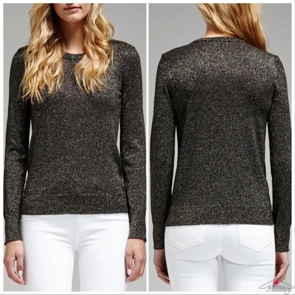 Equipment Femme Ondine Zip Shoulder Metallic Crewneck Cashmere Sweater Size XS - Image 14