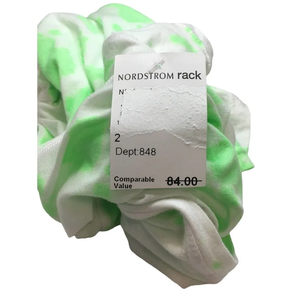 New Sundry Tie Dye Round Neck Short Sleeve Basic Tee Shirt Womens Neon Green 2 - Image 8