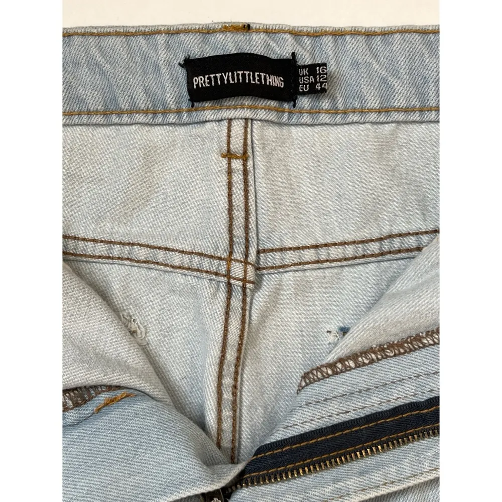 PrettyLittleThing Shape Vintage Distressed Hem Straight Leg Jeans Sz 12 … - Image 10