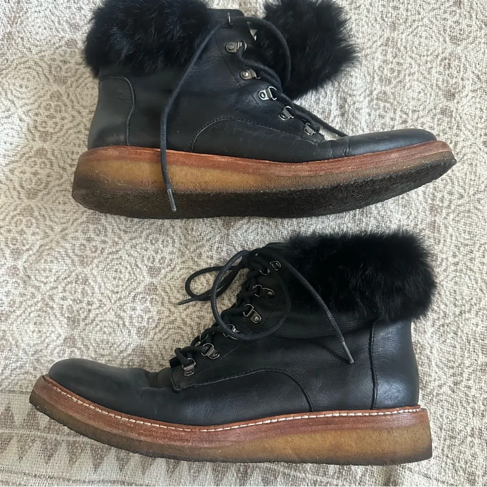 Botkier Black Leather Winter Lace Up Boote - Image 6