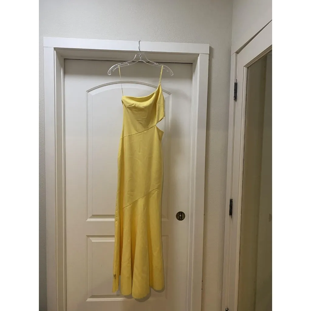 Likely Fina Dress Womens 0 Yellow Cowl Neck Slip Maxi Asym Hem Gown Evening - Image 2