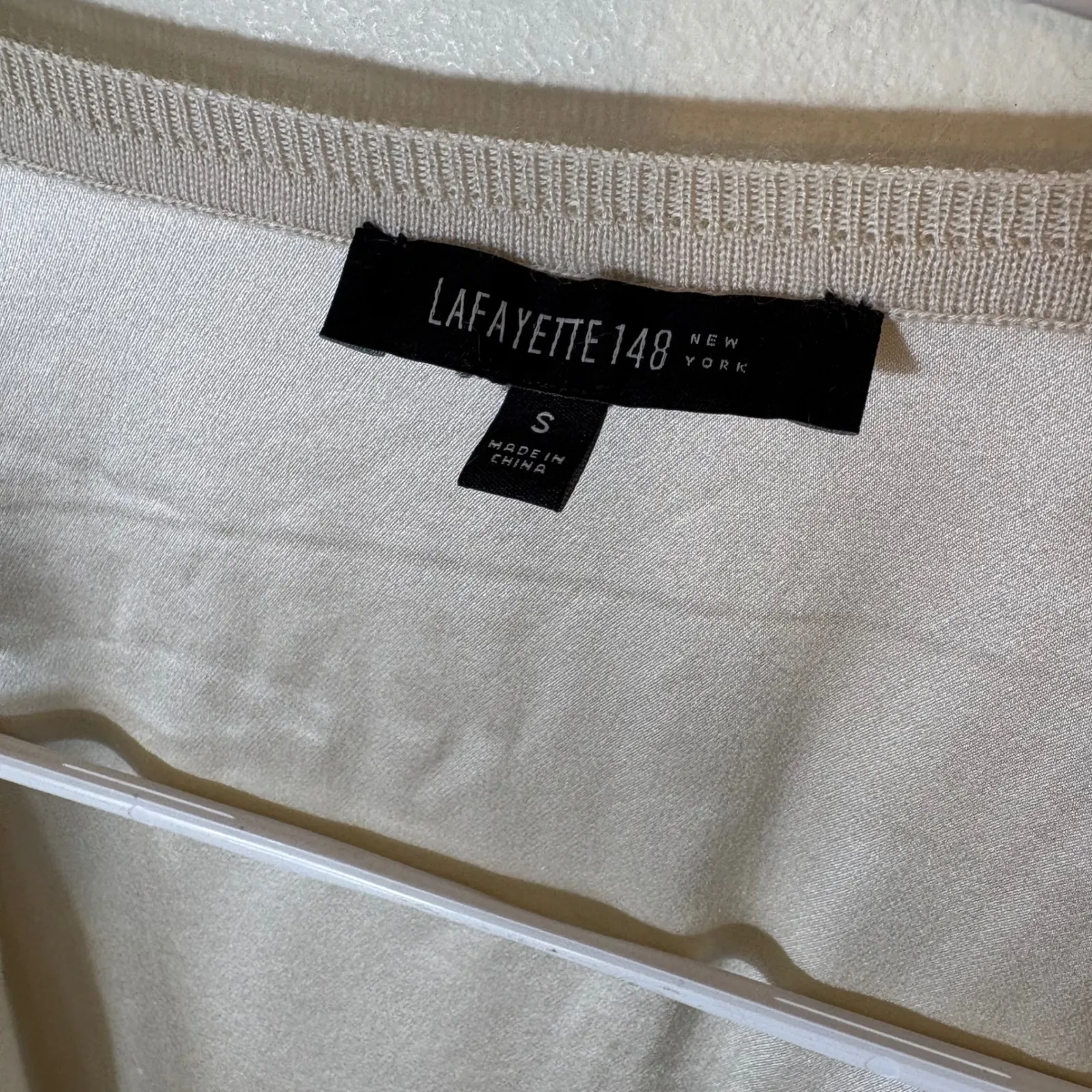 Lafayette 148 Silk Cashmere Open Front Belted Cardigan Sweater Beige Small Tan - Image 3