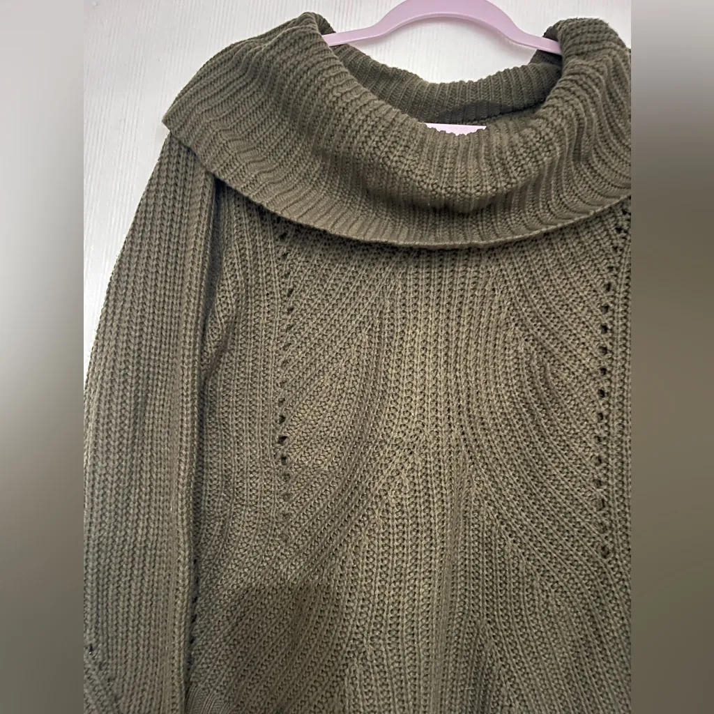 Active USA  Dark Olive Cowl Neck Sweater - Image 3
