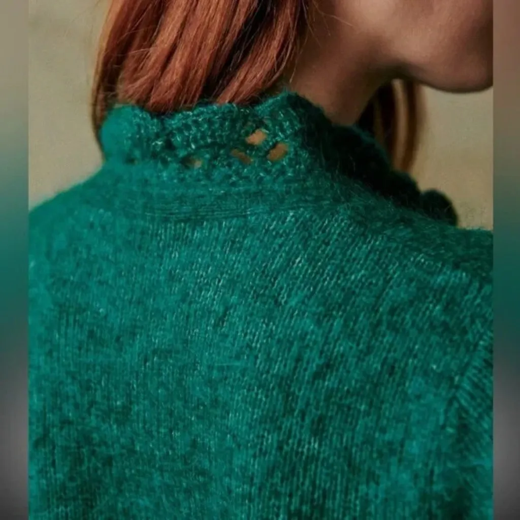 NWT La Maille Sezane Angelita in Emerald Green Mohair Knit Sweater Dress M - Image 3