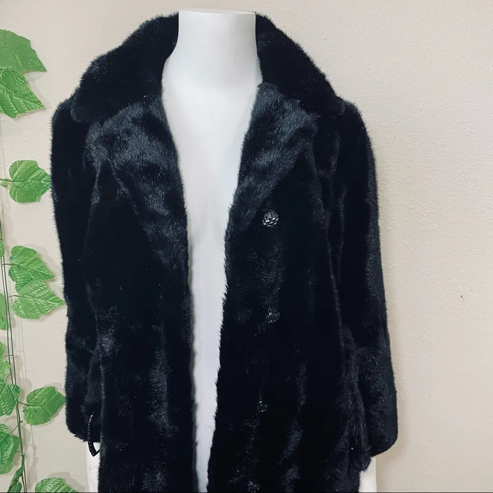 Meri K 1960’s Vintage French Faux Fur Coat Size M - Image 5