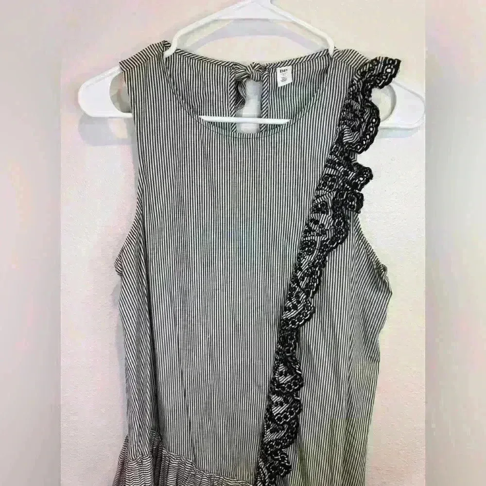 BP‎ Nordstrom Women’s Ruffle Tank Black/White Stripe Dress Size S White - Image 4