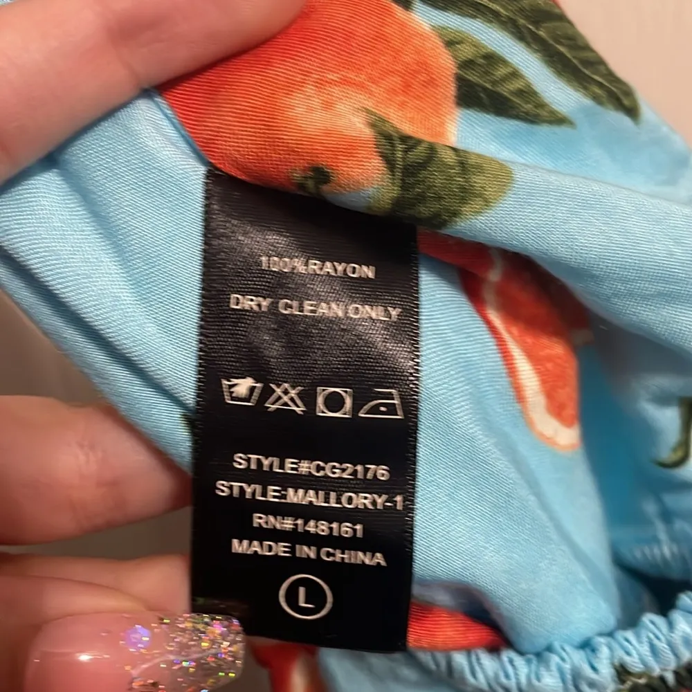 💖 Buddy Love Orange Printed Mallory Tie Front Tank Blue Size L - Image 6