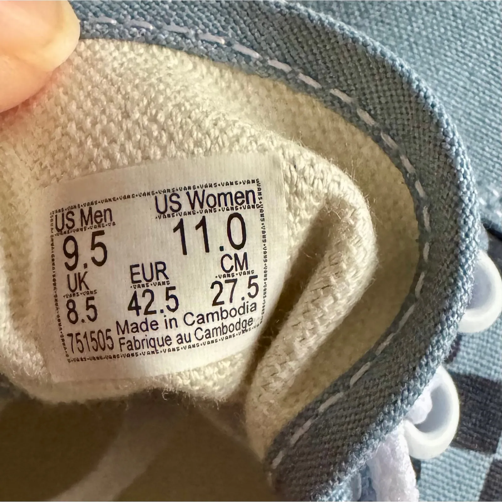 Vans Warp Check Authentic Skate Sneakers Shoes blue mens 9.5 / womens 11 - Image 10