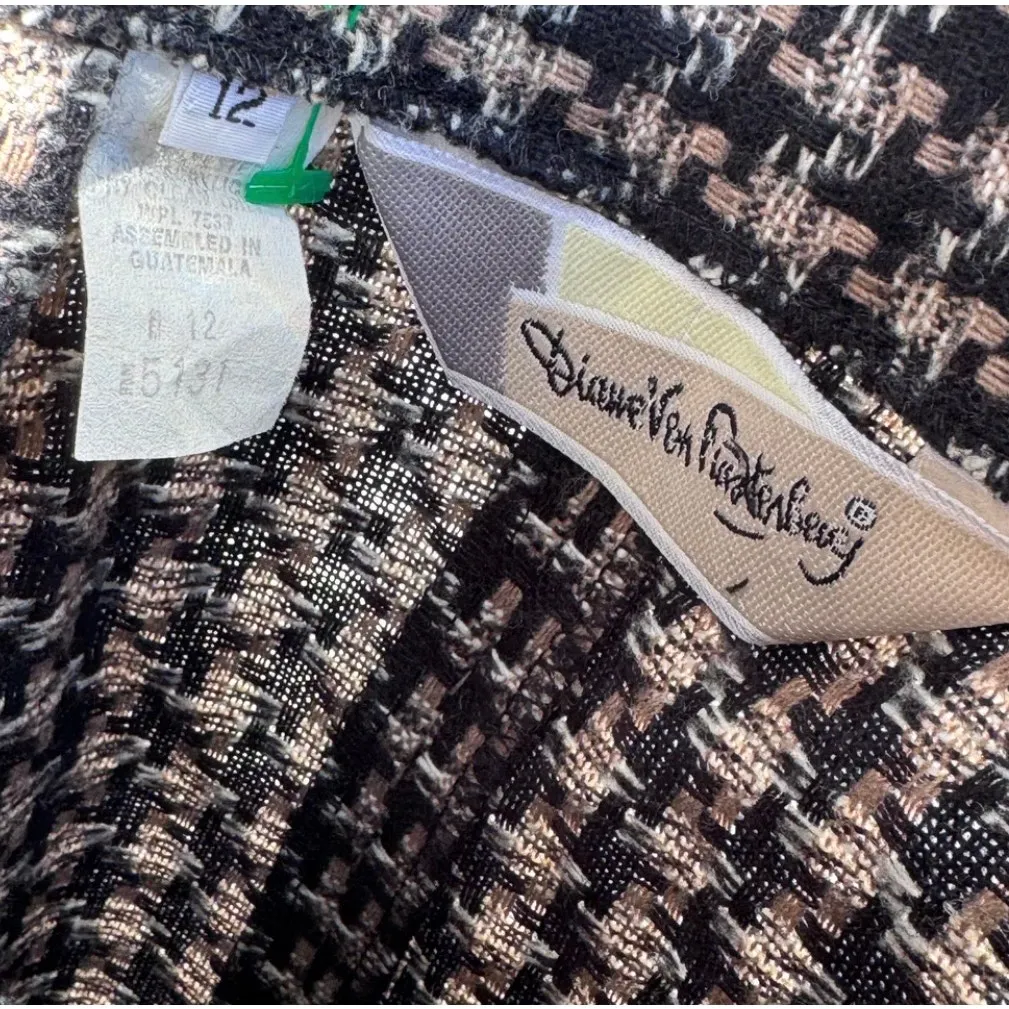 Vintage 1980s Diane von Furstenberg Houndstooth Skirt – Size 12 (Modern 8–10) - Image 5