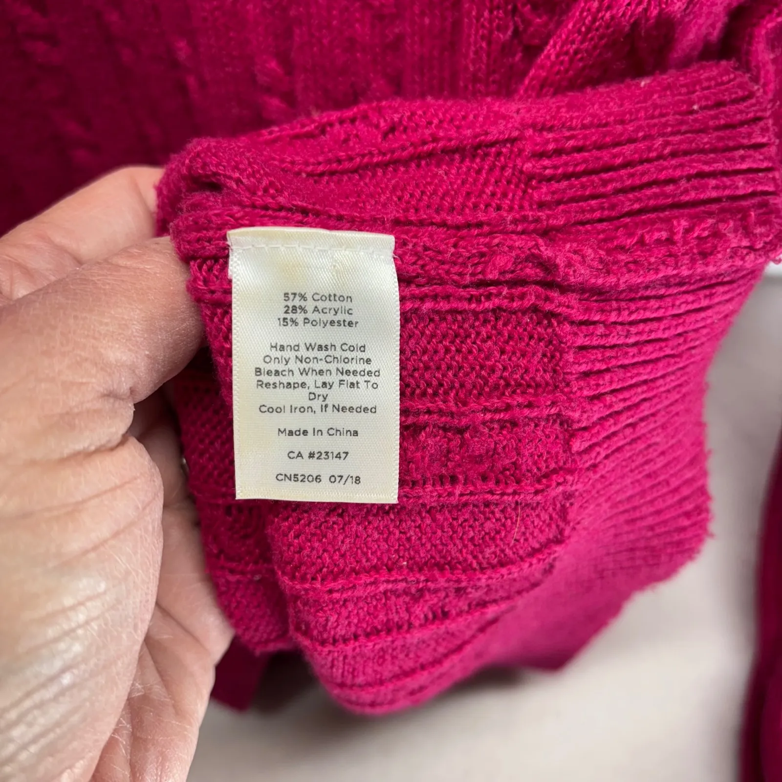 Talbots Women's Pink Cable Knit Crew Neck Sweater Button Shoulder M - Image 5