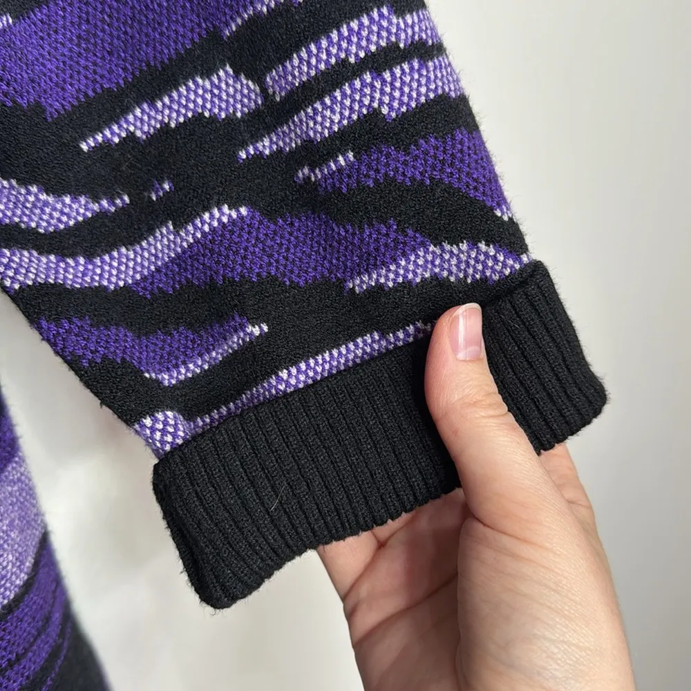 Ming Wang Purple Black longline zebra print Long sleeve Knit Cardigan Size XL - Image 7