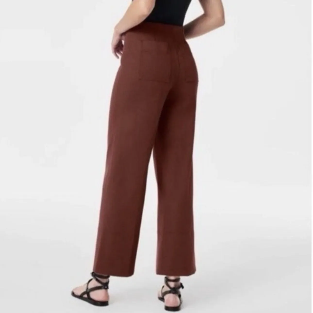 Spanx Stretch Twill Wide Leg Pants In Hickory Brown Shaping Stretch‎ Sz XS NWT - Image 2