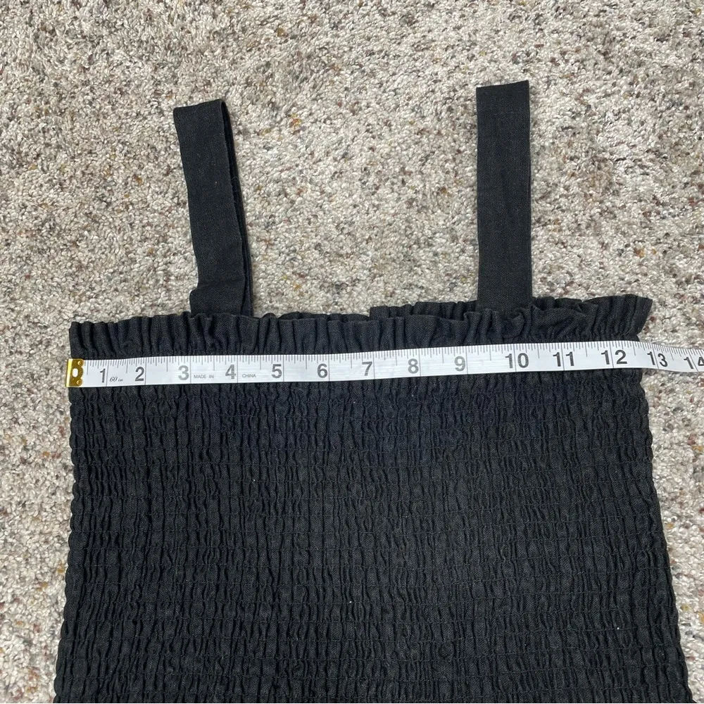 Socialite Black Linen Blend Sleeveless Smocked Peplum Tank Top Extra Small - Image 9