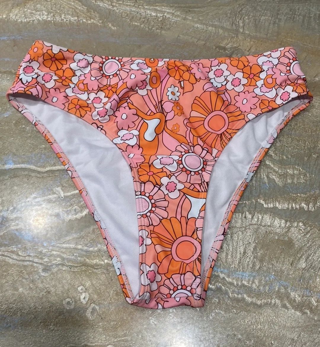 Swim Summer Beach Floral Print Knot Back Underwire Bikini Set Size Medium Multi - Image 6