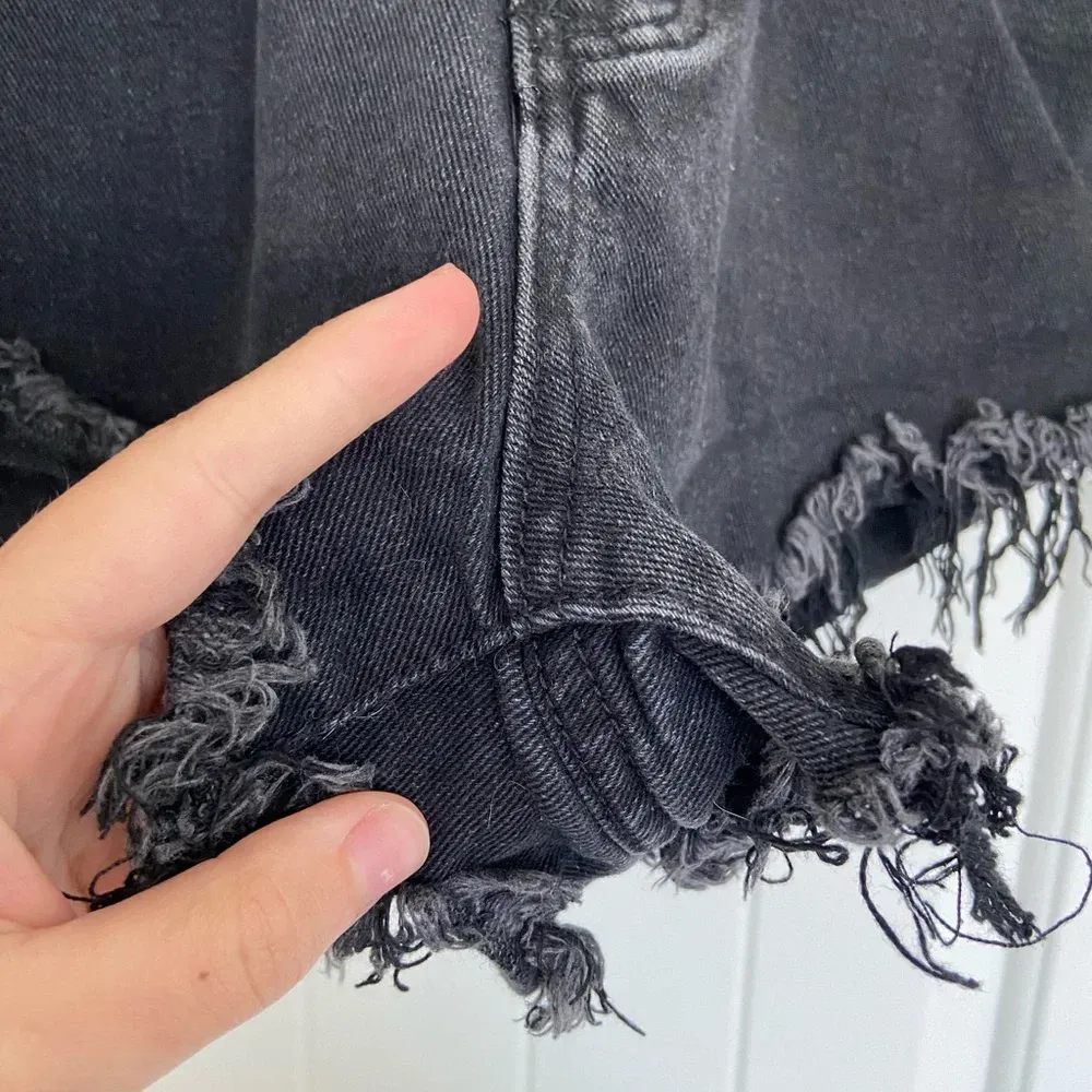 SHEIN women’s flame black‎ denim distressed shorts — small - Image 3