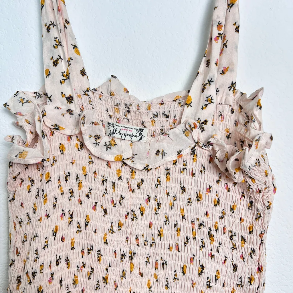 Intimately Free People Cream‎ Floral Bella Smocked Mini Dress XS - Image 6