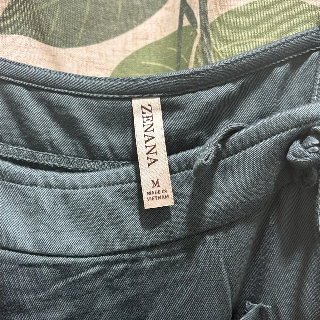 ZENANA RAYON WOVEN ROMPER WITH TIE KNOT STRAP ASH JADE COLOR - Image 5