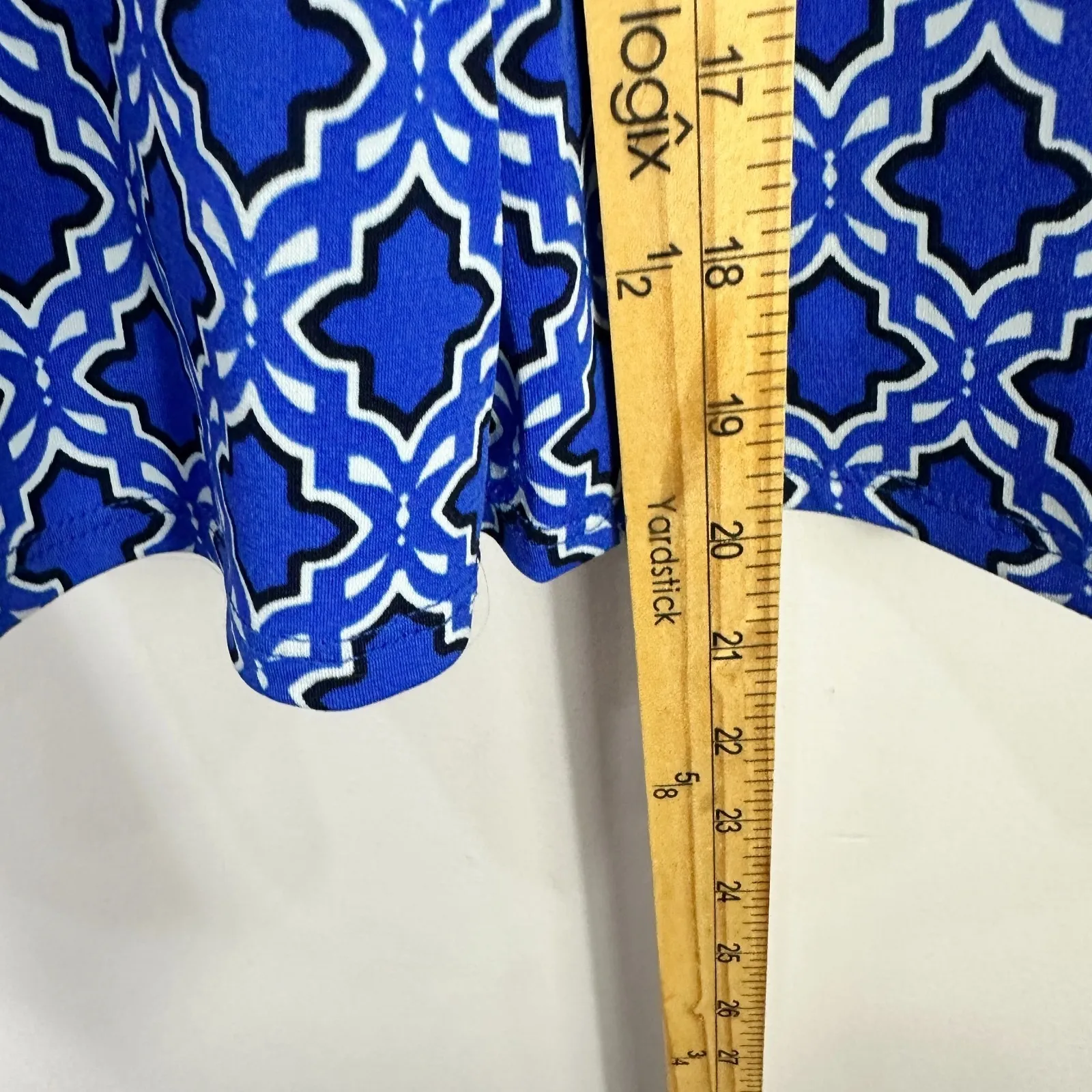 Susan Graver Pull On Skort Womens Large Blue Geometric Print Tennis Golf Resort - Image 3