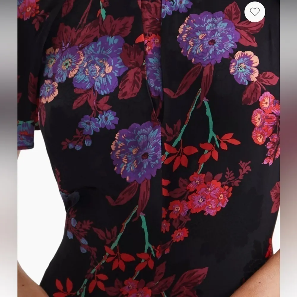 NWOT REISS Leni Floral Flutter Sleeve Midi Dress Black Size 2 - Image 5