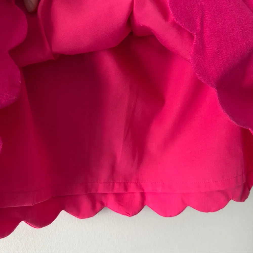 J. Crew Linen/Cotton Pink Bubble Mini Skirt scalloped hem stretchy elastic waist - Image 5