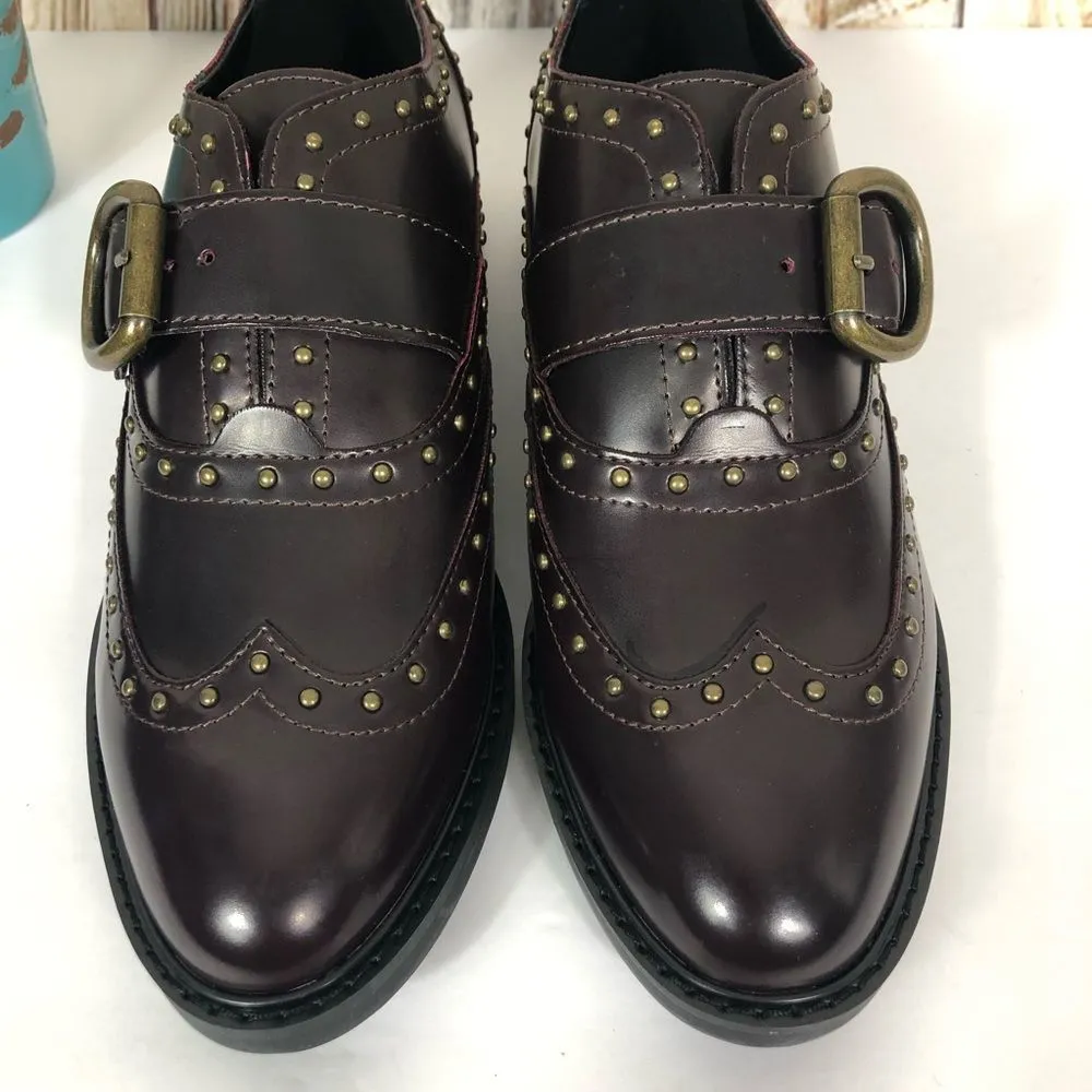 NEW Marc Fisher Bryleigh Dark Red Studded Oxford Loafers Women's Size 7.5 - Image 2